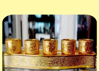Chung Bộ 5 Ly Nước Thờ Cúng Kim Sa 8 cm 880374