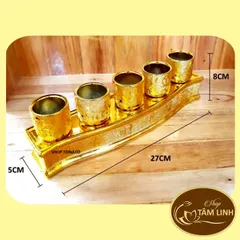 Chung Bộ 5 Ly Nước Thờ Cúng Kim Sa 8 cm 880374