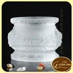 Ảnh Thật Lư Hương - Bát Nhang Hoa Sen Lưu Ly Trắng Hàng Đẹp.