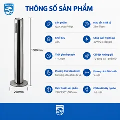 QUẠT THÁP CAO CẤP PHILIPS ACR3246TFV MÀU XÁM TITAN