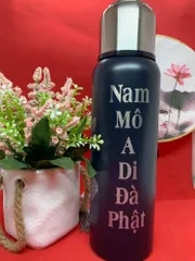 BÌNH GIỮ NHIỆT KHẮC NAM MÔ A DI ĐÀ PHẬT- CHÚ ĐẠI BI(dung tích 800ml)