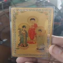 màng ép kim bài linh phù tam thế phật