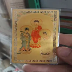 màng ép kim bài linh phù tam thế phật