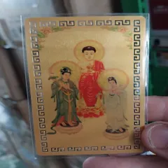 màng ép kim bài linh phù tam thế phật