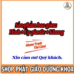 Hình thờ, Tranh treo, để bàn, Tam Thế Phật + gồm Khung + ép plastic đầy đủ kích thước  CÓ HOẢ TỐC