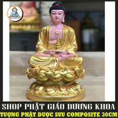Tôn Tượng Dược Sư Cao 30CM- Chất liệu Composite- kích thước 30cm*15cm- Màu sắc : nhũ vàng Đặc tính sản phẩm Tôn Tượng Phật Dược Sư Cao composite 30CM cực đẹp