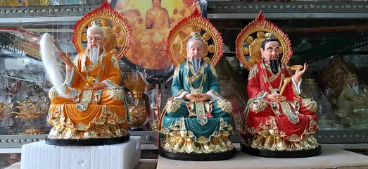 Tượng Tam Vị Thánh Tổ,Tam Thanh Đạo Tổ - Đạo Giáo12in cao 31cm (dt600)