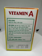  Vitamin A hỗ trợ sáng mắt giảm khô và mỏi mắt, hộp 100 viên (hàng date mới)