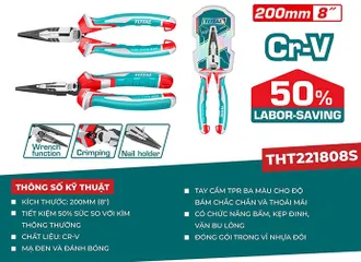 Kìm Mũi Nhọn Mỏ Dài TOTAL THT221808S 200mm (8