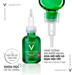 (Hàng ngoại) Serum Giảm Mụn Vichy Normaderm Probio BHA & AHA - Dưỡng Ẩm, Làm Sáng Da, Dành Cho Da Nhờn và Da Mụn