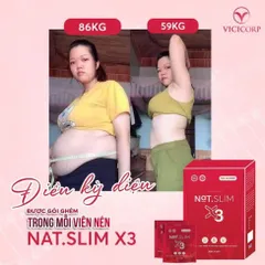 Giảm Cân Nat.Slim X3 Chính Hãng ViCiCorp, Nat Slim X3 Giảm Cân dành cho cơ địa khó giảm tặng kèm Detox