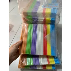 Combo 1000 ống hút nhựa 7 sắc màu - ống hút màu trắng dài 22cm