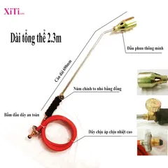 Khò ga công nghiệp, khò ga thui trâu bò lợn cán dài 70cm, dây dẫn 1,5mét