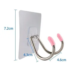Móc đôi dán tường inox - móc dính trong siêu dính