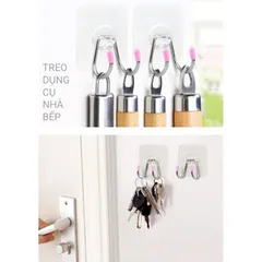 Móc đôi dán tường inox - móc dính trong siêu dính