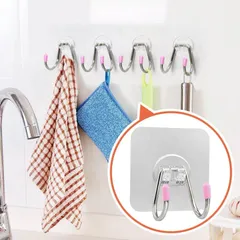 Móc đôi dán tường inox - móc dính trong siêu dính