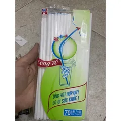 Bịch 700 ống hút nhựa xoắn màu trắng dùng 1 lần dài 20cm