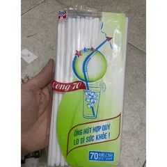 Bịch 700 ống hút nhựa xoắn màu trắng dùng 1 lần dài 20cm