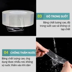 Băng keo 2 mặt trong suốt dài 3 mét dày 3cm