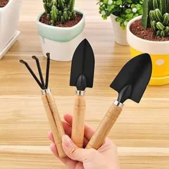 Bộ 3 dụng cụ làm vườn mini cán gỗ - Dụng cụ xới đất