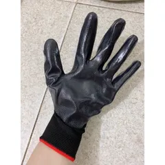 Gang tay phủ sơn 2 mặt, gang tay bảo hộ lao động 388 màu cam và đen