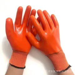1 Đôi Gang tay bảo hộ lao động, gang tay phủ sơn 2 mặt màu cam loại dày