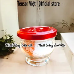 Hũ muối phong thuỷ (muối hồng + muối trắng) kết hợp xoắn đồng đỏ để trong phòng, bàn làm việc chiêu tài, trừ tà