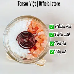Hũ muối phong thuỷ (muối hồng + muối trắng) kết hợp xoắn đồng đỏ để trong phòng, bàn làm việc chiêu tài, trừ tà