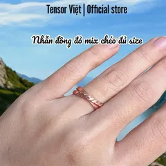 (Phạm Tráng Tensor Việt) Nhẫn đồng đỏ mix chéo đủ size cho nam nữ