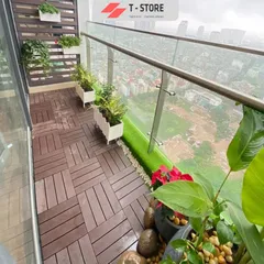 Combo 8 Sàn gỗ vỉ nhựa lót ban công dày 2cm, loại 5 Nan 31x31cm - Vỉ sàn gỗ ban công sân vườn