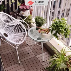 Combo 8 Sàn gỗ vỉ nhựa lót ban công dày 2cm, loại 5 Nan 31x31cm - Vỉ sàn gỗ ban công sân vườn