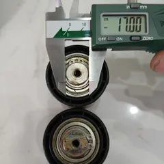 con lăn vỏ nhựa trục 17 vòng bi 6007 lỗ ốc M6 có trục vát chống xoay băng tải, ép vật liệu