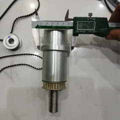 cụm trục xoay dài thông lỗ kèm pulley dây đai răng đồng bộ nhôm inox bước 5mm