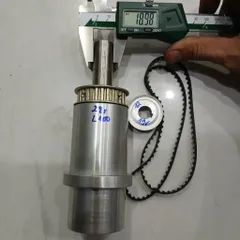 cụm trục xoay dài thông lỗ kèm pulley dây đai răng đồng bộ nhôm inox bước 5mm