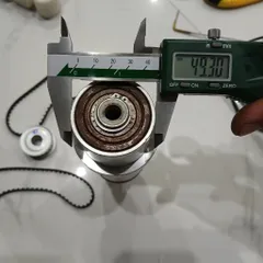 cụm trục xoay dài thông lỗ kèm pulley dây đai răng đồng bộ nhôm inox bước 5mm