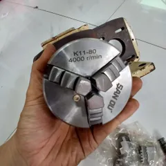 11kg cụm đầu trục mặt bích mâm cặp 80 kèm chấu trái thông lỗ 16 chế khoan phay mài trục A B
