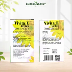 Viên uống Vivita.E Rostex giúp bổ sung vitamin E, chống oxy hóa, bảo vệ và hạn chế lão hóa da, da sáng, mịn hộp 100 viên