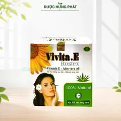 Viên uống Vivita.E Rostex giúp bổ sung vitamin E, chống oxy hóa, bảo vệ và hạn chế lão hóa da, da sáng, mịn hộp 100 viên