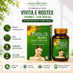 Viên uống Vivita.E Rostex giúp bổ sung vitamin E, chống oxy hóa, bảo vệ và hạn chế lão hóa da, da sáng, mịn hộp 30 viên