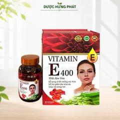 Viên uống Vitamin E 400 With Aloe Vera giúp bổ sung chất chống oxy hóa, giảm lão hóa da, giúp da sáng mịn hộp 30 viên