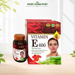Viên uống Vitamin E 400 With Aloe Vera giúp bổ sung chất chống oxy hóa, giảm lão hóa da, giúp da sáng mịn hộp 30 viên