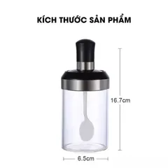 Sét 5 Hũ Thuỷ Tinh cao cấp đựng gia vị nhà bếp kèm MUỖNG 250ml