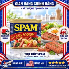 THỊT HỘP SPAM GIẢM MUỐI 25% LESS SODIUM MỸ HỘP THIẾC 340G