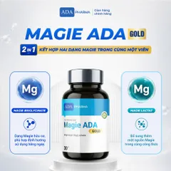 Thực phẩm bổ sung MAGIE ADA GOLD 2IN1 – Magie Bisglycinate, Magie Lactat, Kẽm & Vitamin B6, Hộp 30 viên.