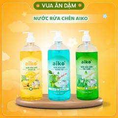 Nước rửa chén Aiko chai 1000ml-Công nghệ mới sạch bóng & khử mùi tanh