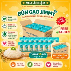 Thùng 16 Gói Bún Gạo Sạch Jimmy Foods Xuất Khẩu Châu Âu Healthy Eatclean Ăn Dặm