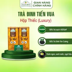 Trà Đinh Tân Cương Tiến Quan , Hoàng Gia , Tứ Quý, Tiến Vua 500g Hộp Kim Loại Luxury Trà Sạch Tân Cương Xanh