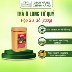 Trà Ô Long Tứ Qúy - Hộp Giả Gỗ 200gram Trà Sạch Tân Cương Xanh