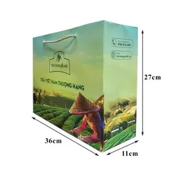 Túi Giấy Đựng Trà Tân Cương Xanh - Túi Giấy Đựng Quà Biếu Sang Trọng - Đựng Vừa 1kg, 2kg Trà Thái Nguyên