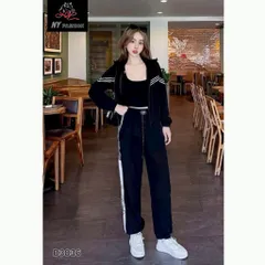 Sét bộ thể thao nữ có mũ thu đông chất gió lụa 2 lớp NY3836 Đẹp